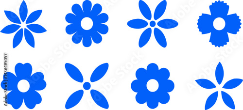 Minimalist flat flower icon set for spring and botanical designs