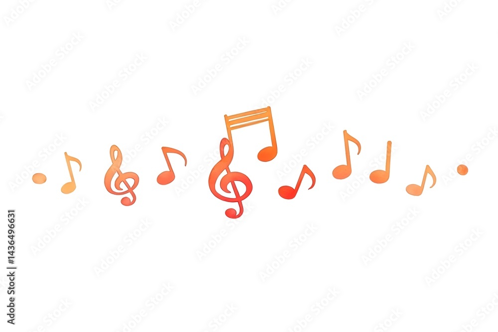 Fototapeta premium Watercolor Music Notes Illustration Representing Melody and Rhythm