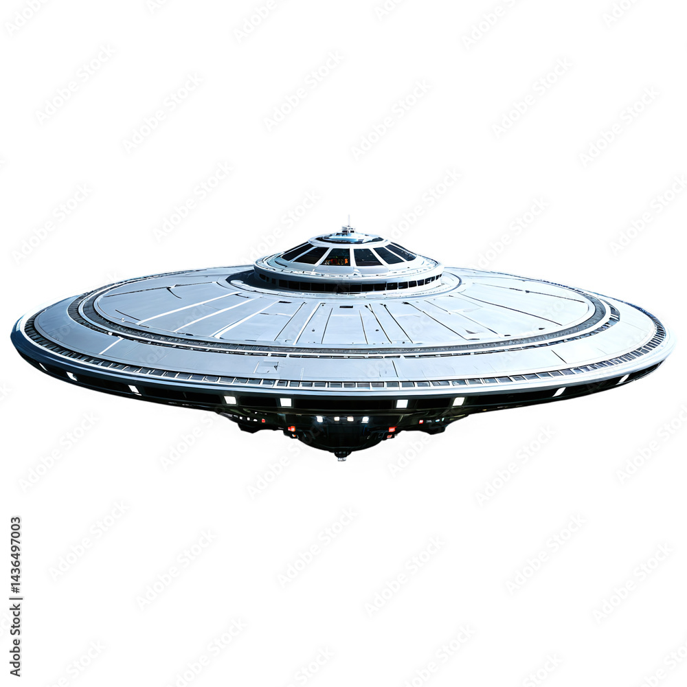 ufo alien ship isolated on transparent background