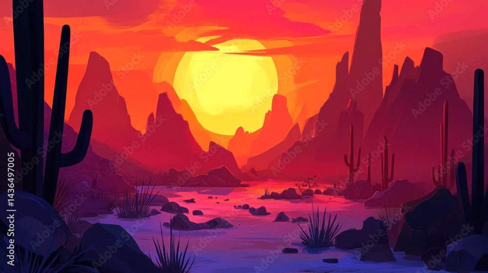 Naklejka premium Desert Sunset Canyon Landscape
