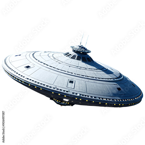 ufo alien ship isolated on transparent background