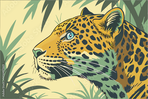 51 jaguar close-up portrait, vibrant blue eyes, spotted golden fur, soft bokeh background, lush green foliage, intense gaze, wildlife photography, high detail, sharp focus, dramatic lighting, 8k resol