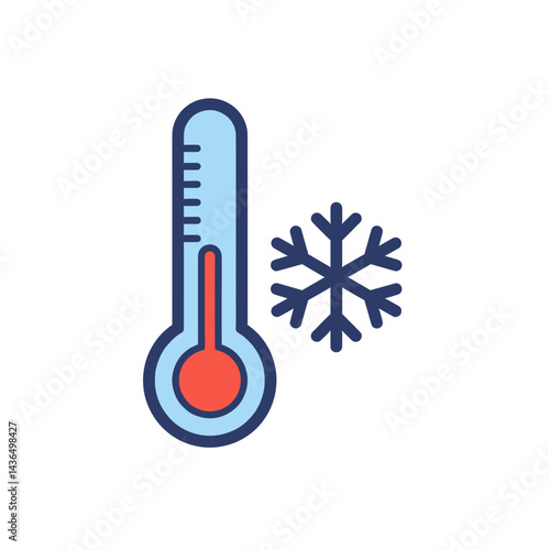 Below Zero Temperature Icon with Thermometer and Snowflake  