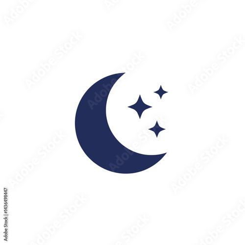 Clear weather icon at night, moon and stars illustration on white background Free Download Clear weather icon at night, moon and stars illustration on white background - GFXLoad