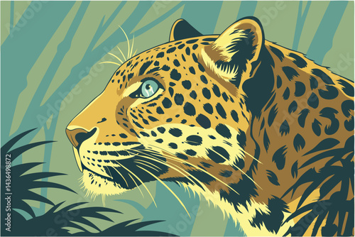 51 jaguar close-up portrait, vibrant blue eyes, spotted golden fur, soft bokeh background, lush green foliage, intense gaze, wildlife photography, high detail, sharp focus, dramatic lighting, 8k resol