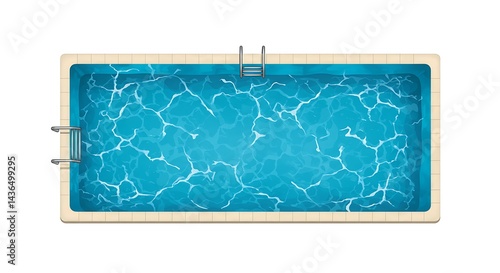 Swimming Pool with Blue Water and Ladders Top View