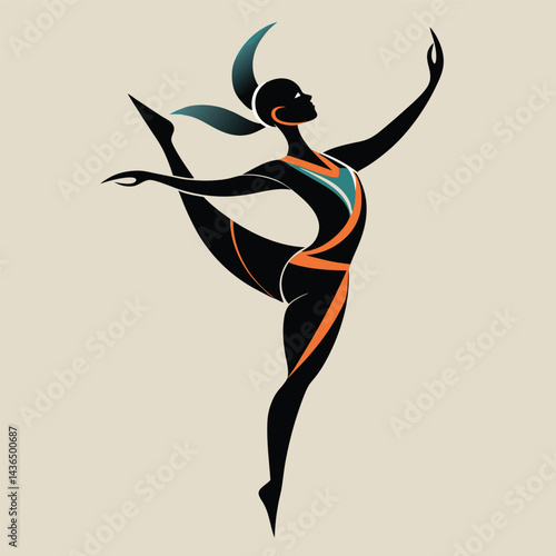 Abstract stylized dancer in elegant pose
