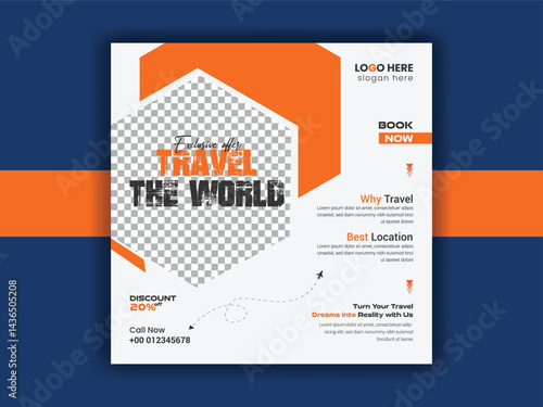 Social media Travel Agency Post banner template and Traveling vector design