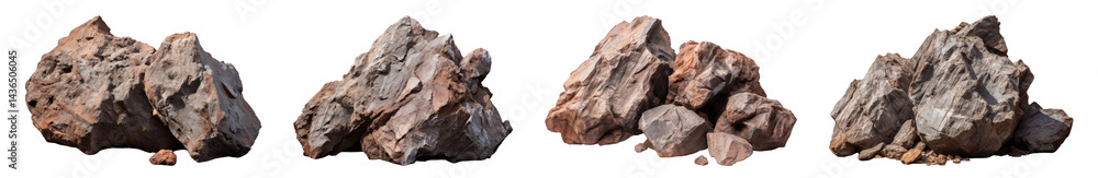PNG Natural rugged brown rocks, element set on transparent background PNG Natural rugged brown rocks, element set on transparent background