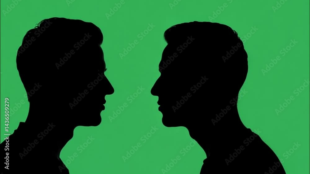 Shadows of Two Men Cast on a Green Screen – Creative Silhouettes in Digital Background Shadows of Two Men Cast on a Green Screen – Creative Silhouettes in Digital Background