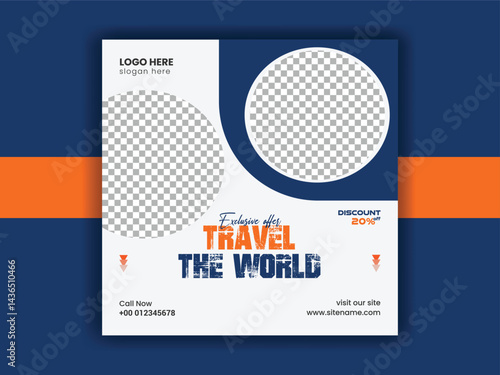 Social media Travel Agency Post banner template and Traveling vector design