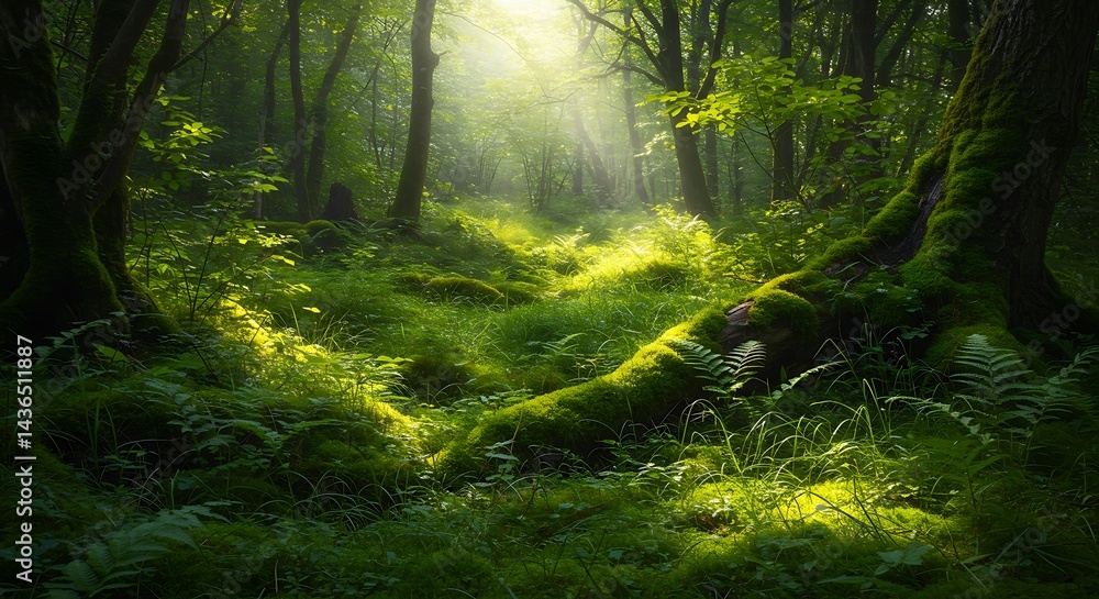 Fototapeta premium Emerald Dawn's Embrace AI Generated