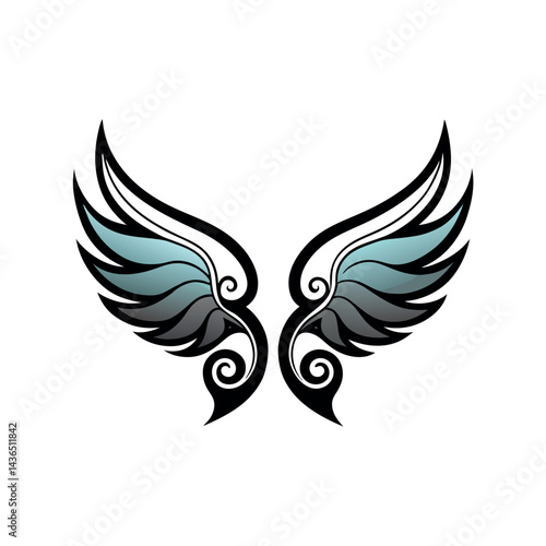 Wings with Clean Feather Sections Illustration