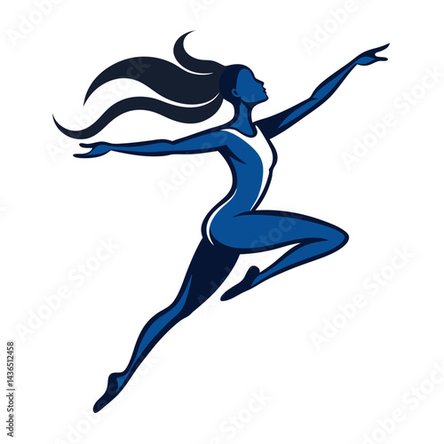 Dynamic Female Athlete Leaping Gracefully