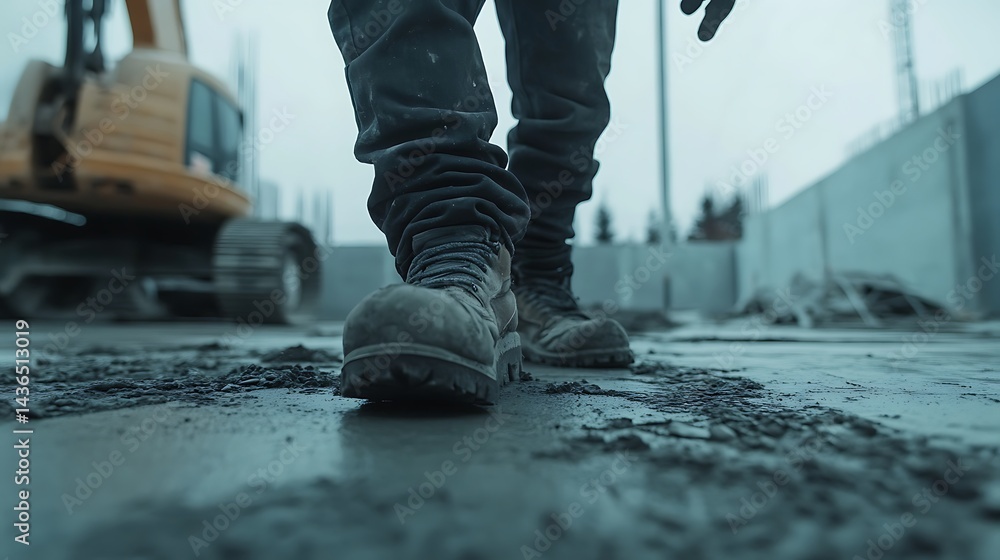 Construction Worker Walking on Site Construction Worker Walking on Site
