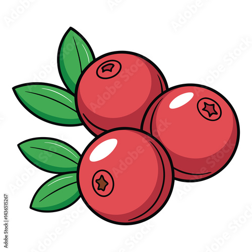 Cartoon illustration of cranberries with leaves