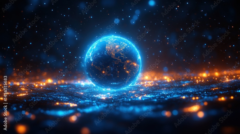 Fototapeta premium Glowing Earth, digital art