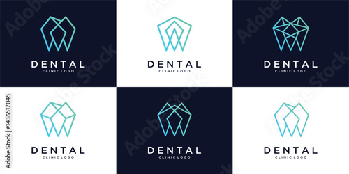 Dental Dentist medical health logo template. Creative icon with geometric shape logo set.