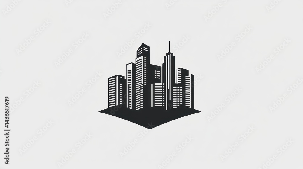 Fototapeta premium Cityscape skyline illustration, urban background, graphic design element