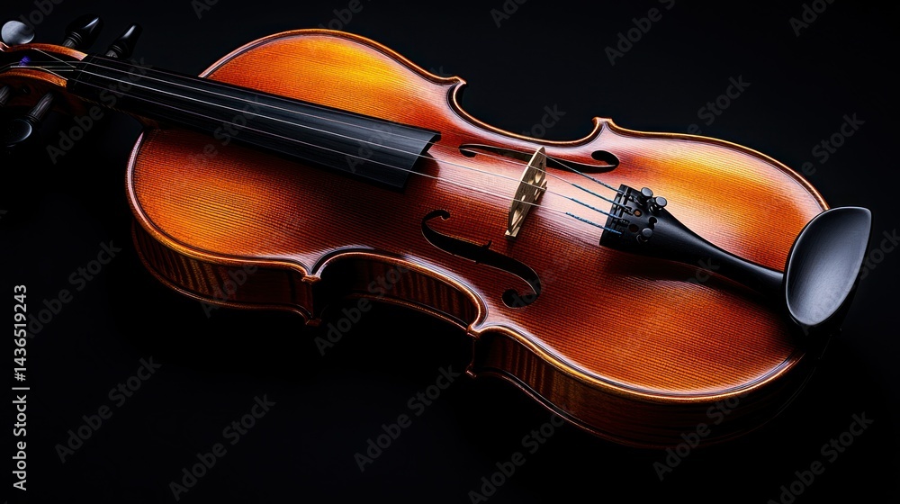 Fototapeta premium Elegant violin on black background