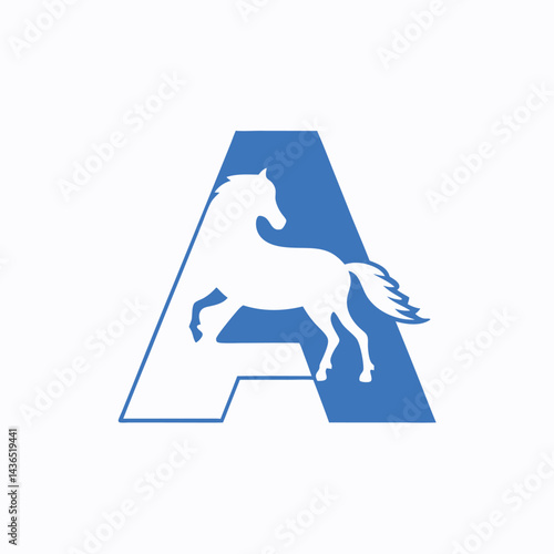 Abstract Horse Logo Design Letter A