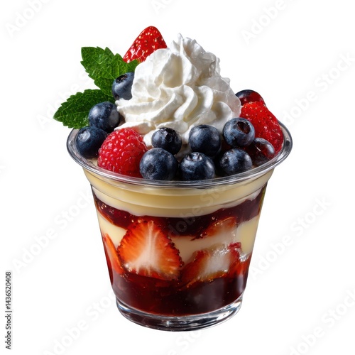 Wallpaper Mural Berry parfait with cream in cup on white background Torontodigital.ca