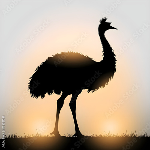 emu silhouette at sunset