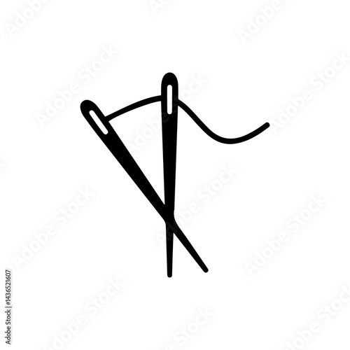 Twin Needle Pair Flat Side View Black Icon