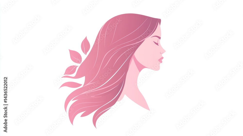 Peaceful Woman Profile, Floral Design Peaceful Woman Profile, Floral Design