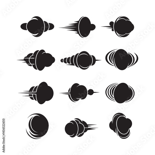 dynamic speed line movement motion effect abstract silhouette vector icon set design illustrations