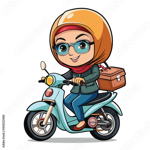 Cartoon girl on a scooter