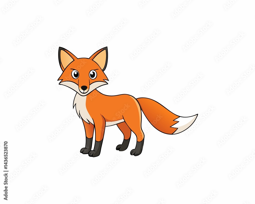 Obraz premium A fox with illustration on white background