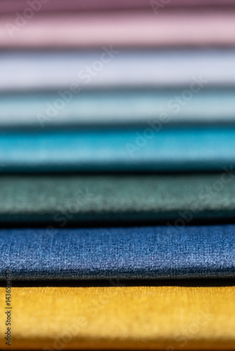 Obraz na płótnie Closeup of colorful textured textile samples w salonie