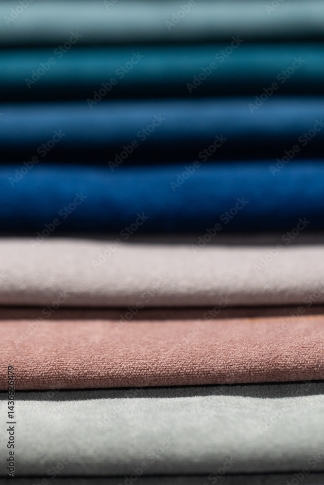 Closeup of colorful textured textile samples