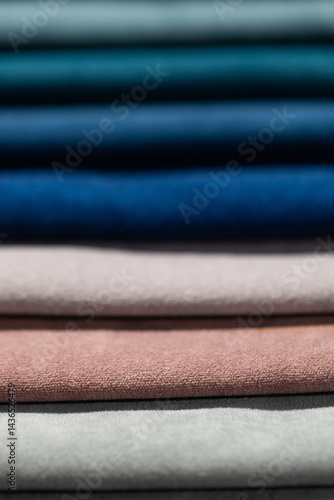 Closeup of colorful textured textile samples