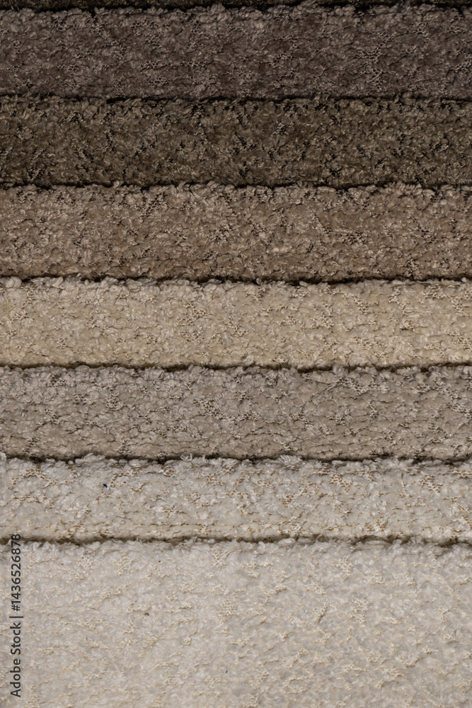 Closeup of colorful textured textile samples