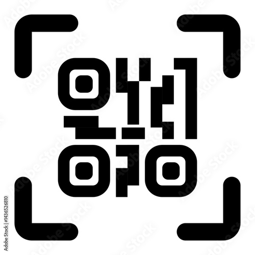 QR Code Scan Icon with Dots and Squares
