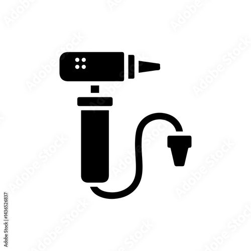 Black Icon of an Air Pump Tool with Hose