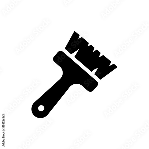 Black Icon of an Angled Brush with Slanted Head