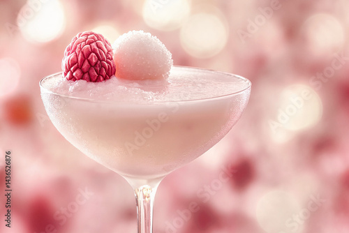 Wallpaper Mural Raspberry dessert cocktail with ice cream against a pink background
 Torontodigital.ca