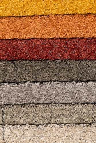 Obraz na płótnie Closeup of colorful textured textile samples w salonie