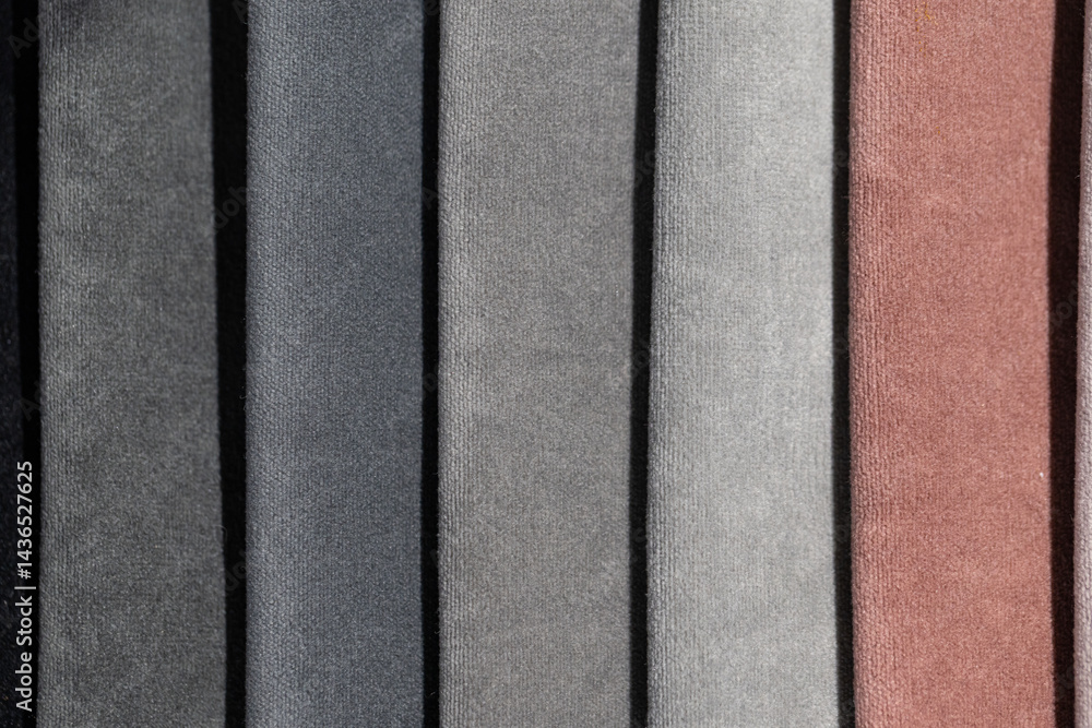 Closeup of colorful textured textile samples