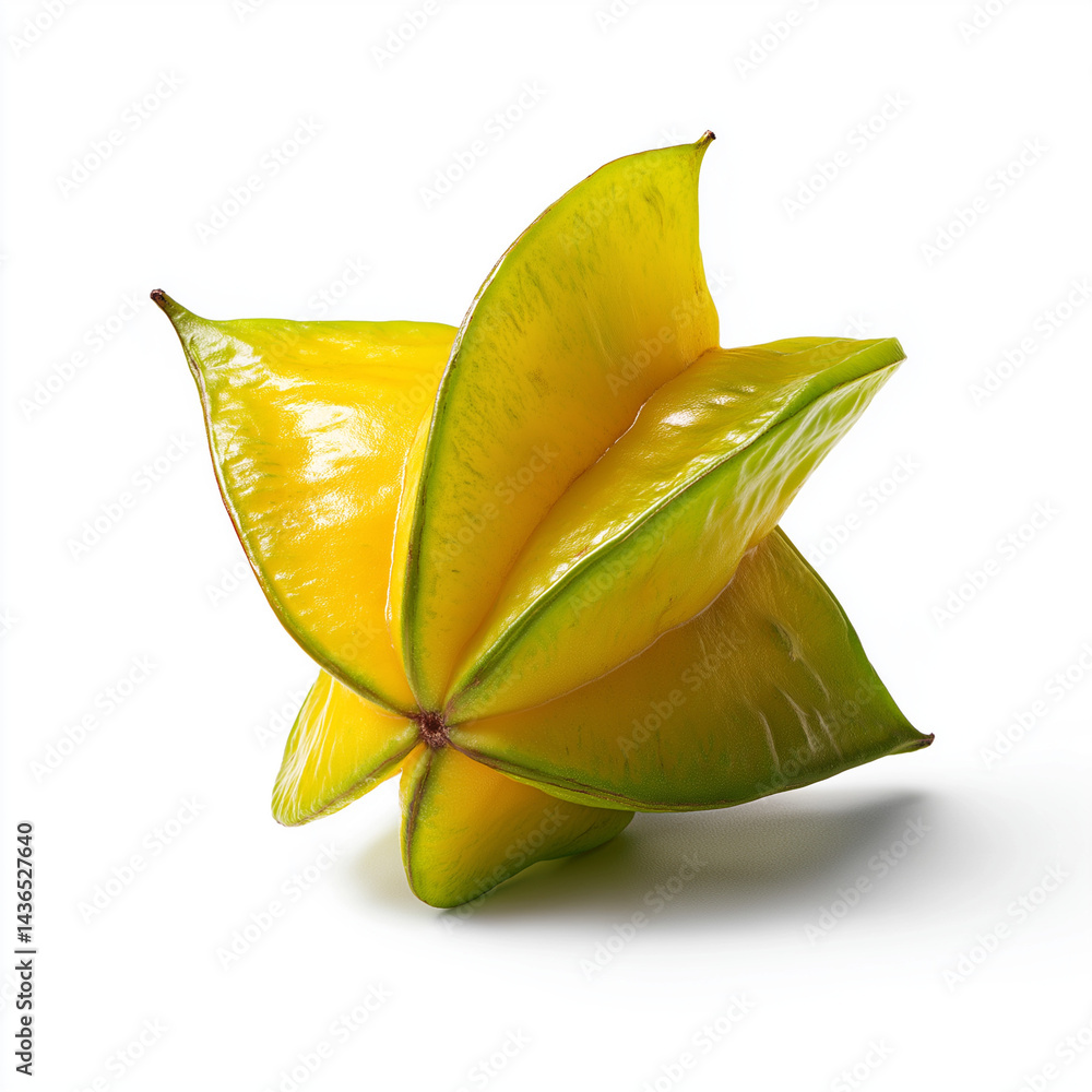 Fototapeta premium Vibrant Star Fruit A Close-Up Photograph of a Ripe Carambola