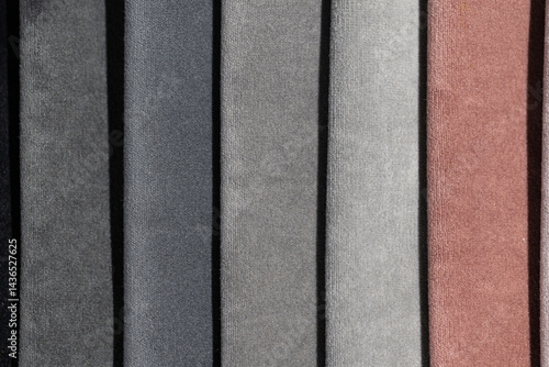 Obraz na płótnie Closeup of colorful textured textile samples w salonie