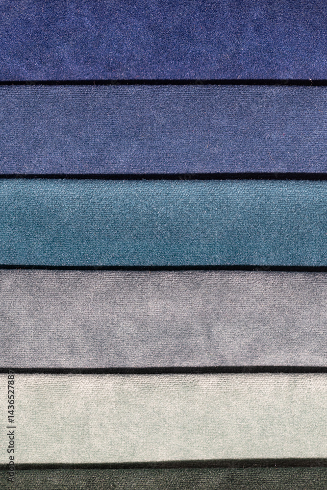 Closeup of colorful textured textile samples