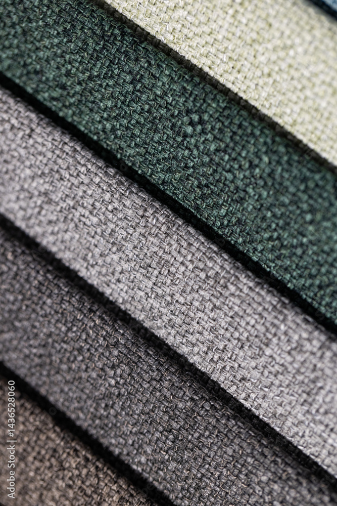 Closeup of colorful textured textile samples