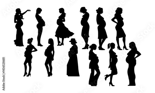 Pregnant woman or pregnancy period, vector banner.