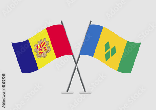 Andorra and Saint Vincent and the Grenadines vector flags illustrated in partnership theme