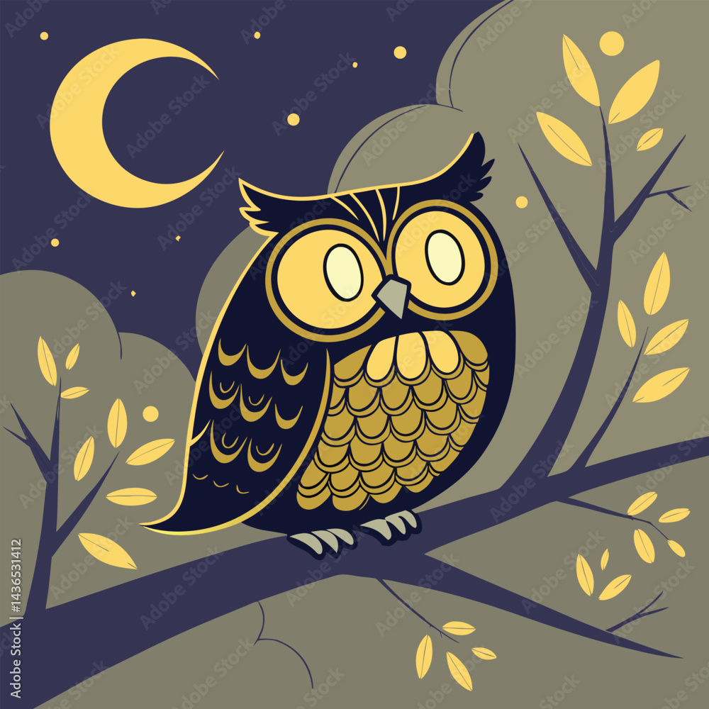 Naklejka premium Owl silhouette illustration design