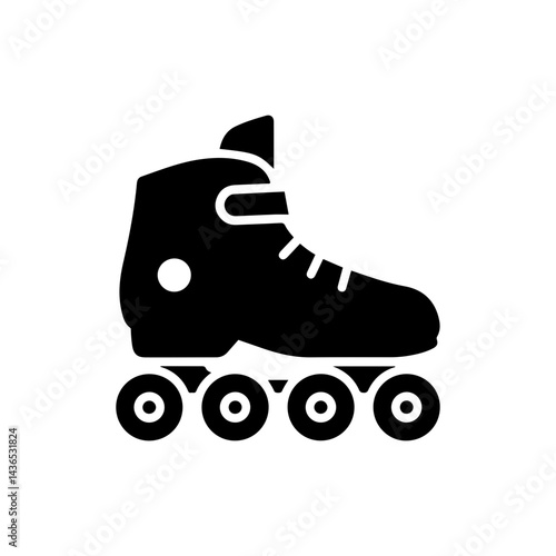 Roller Skate with Four Wheels and Stopper Black Icon